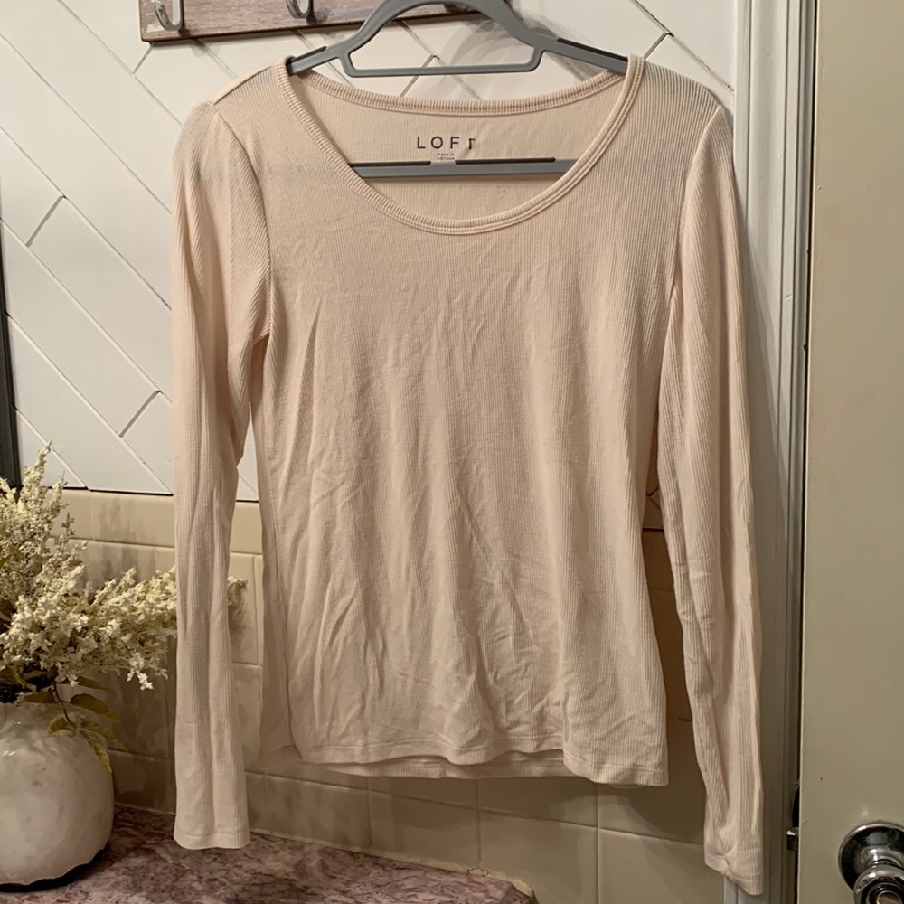 Loft - cream, long-sleeve shirt, size M